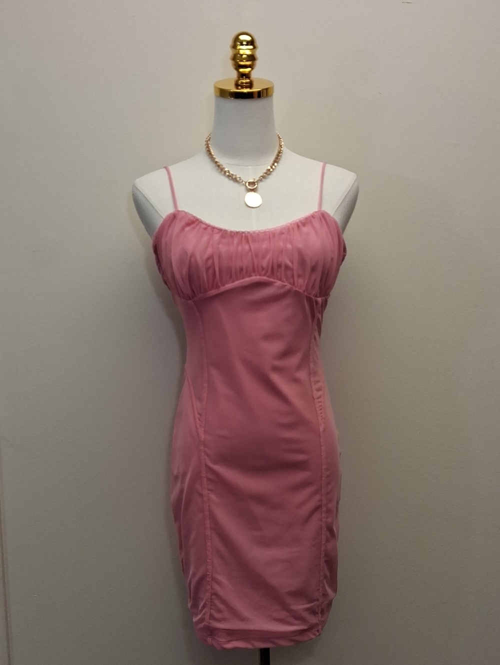 Bershka Pink Mesh Bodycon Mini Dress Size Large